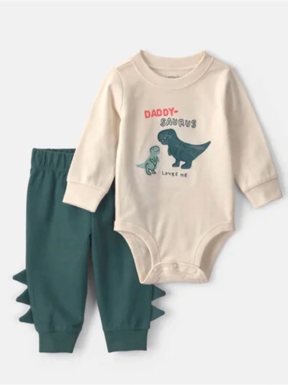 Baby Boy 2-Piece 'Daddy-saurus Loves Me' Long-Sleeve Bodysuit & Pant Set - Green